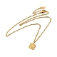 Klares Zirkonia-Quadrat mit Bogenanhänger-Halskette mit Singapur-Ketten(NJEW-P273-01G)-2