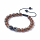 Adjustable Frosted Natural Black Agate(Dyed) Braided Bead Bracelets(BJEW-JB04840-02)-1