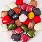 Opaque Acrylic Beads, Nuggets, Mixed Color, 23.5x23x12.5mm, Hole: 2.5mm, about 50pcs/200g(OACR-SZ0001-32)