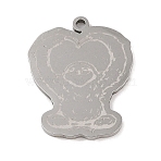 Non-Tarnish 201 Stainless Steel Pendants, Sloth Charm, Stainless Steel Color, 25x20x1.5mm, Hole: 1mm(STAS-C095-24P)