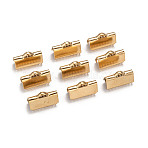 Ion Plating(IP) 304 Stainless Steel Ribbon Crimp Ends, Golden, 9x15mm, Hole: 1.5mm(X-STAS-F098-04)