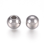 Tarnish Resistant 316L Surgical Stainless Steel Beads, Round, Stainless Steel Color, 6x5mm, Hole: 2mm(STAS-M274-073C-P)