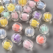 Transparent Acrylic Beads, Bead in Bead, Pumpkin, Mixed Color, 11x11.5mm, Hole: 2mm, about 610pcs/500g(TACR-S152-07A)