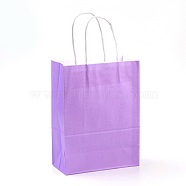 Pure Color Kraft Paper Bags, Gift Bags, Shopping Bags, with Paper Twine Handles, Rectangle, Medium Purple, 21x15x8cm(AJEW-G020-B-09)
