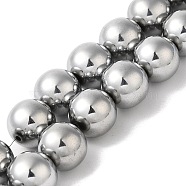 Electroplated Synthetic Magnetic Hematite Beads Strands, Round, Platinum Plated, 12mm, Hole: 1.2mm, about 33pcs/strand, 15.75''(40cm)(G-I364-K01-05)