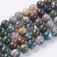 Natural Indian Agate Beads Strands, Faceted, Round, Mixed Color, 10mm, Hole: 1mm, about 38pcs/strand, 15.75 inch(G-G542-10mm-19)