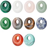 10Pcs 10 Styles Natural & Synthetic Gemstone Pendants, Donut/Pi Disc Charm, Mixed Dyed and Undyed, 17.5~18.5x5.5mm, Hole: 5.5mm, 1pc/style(G-NB0003-90)