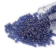 TOHO Round Seed Beads, Japanese Seed Beads, (327) Gold Luster Lavender, 8/0, 3mm, Hole: 1mm, about 10000pcs/pound(SEED-TR08-0327)