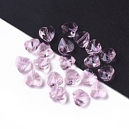 Transparent Glass Beads, Faceted, Heart, Pink, 10x10x7mm, Hole: 1~1.2mm(GLAA-K002-07A-01)