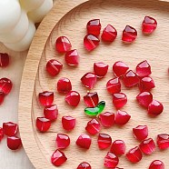 Handmade Lampwork Beads, Tulip & Leaf, Red, 9mm(PW-WGB1177-03)