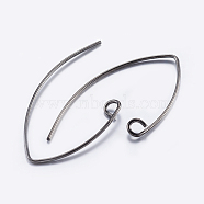 Brass Earring Hooks, with Horizontal Loop, Plated, Gunmetal, 29x15mm, Hole: 2mm, 22 Gauge, Pin: 0.6mm, 22 Gauge, Pin: 0.6mm(KK-K197-60B)