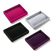 Velvet Necklace Display Storage Boxes, Plush Necklace Organizer Trays, Rectangle, Mixed Color, 20.1x15.2x3.15cm(CON-G022-01)