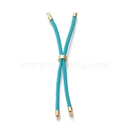 Nylon Twisted Cord Bracelet Making, Slider Bracelet Making, with Eco-Friendly Brass Findings, Round, Golden, Dark Turquoise, 8.66~9.06 inch(22~23cm), Hole: 2.8mm, Single Chain Length: about 4.33~4.53 inch(11~11.5cm)(MAK-M025-109)