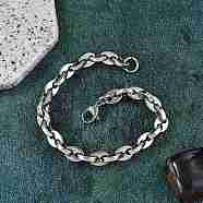 304 Stainless Steel Coffee Bean Chain Bracelets for Women Men, Stainless Steel Color, 8-3/4 inch(22.3cm)(BJEW-F488-01P-02)