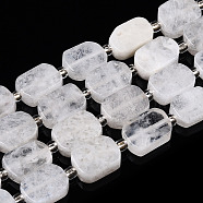 Natural Rainbow Moonstone Beads Strands, with Seed Beads, Rectangle, 10.5~13.5x7.5~9x3.5~5mm, Hole: 0.9mm, seed beads: 3x3x2, hole: 0.8mm, about 28pcs/strand, 14.96~15.35''(38~39cm)(G-T138-24)