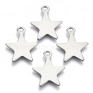 201 Stainless Steel Pendants, Laser Cut, Stamping Blank Tag, Star, Stainless Steel Color, 17x14x0.7mm, Hole: 1.8mm(STAS-R116-050B)