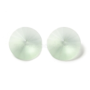 Frosted Glass Rhinestone Cabochons, Faceted, Pointed Back, Flat Round, Chrysolite, 12x5mm(RGLA-G022-01B-238)