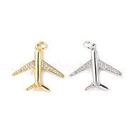 Rack Plating Brass Micro Pave Cubic Zirconia Pendants, with Jump Ring, Long-Lasting Plated, Plane, Real Gold Plated & Real Platinum Plated, 20x22x6mm, Jump Ring: 5x0.9mm, 3mm Inner Diameter(KK-B054-02)