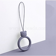Ring with Bear Shapes Silicone Mobile Phone Finger Rings, Finger Ring Short Hanging Lanyards, Medium Purple, 9.5~10cm, Ring: 40x30x9mm(MOBA-PW0001-20C)