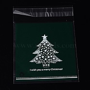 Rectangle OPP Cellophane Bags, with Christmas Tree Pattern, Dark Green, 14x9.9cm, Unilateral Thickness: 0.035mm, Inner Measure: 11x9.9cm, about 95~100pcs/bag(OPC-L001-27A)