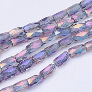 Electroplate Transparent Glass Beads Strands, Full Rainbow Plated, Faceted, Column, Medium Purple, 5x3mm, Hole: 0.5mm, about 100pcs/strand, 19.4 inch(EGLA-E046-D01)
