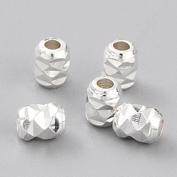 Brass Beads, Long-Lasting Plated, Barrel, 925 Sterling Silver Plated, 4x3mm, Hole: 1.2mm(X-KK-O133-300B-S)