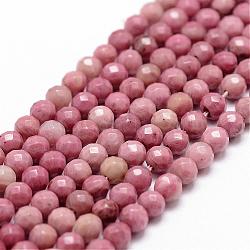 Natural Rhodonite Beads Strands, Faceted, Round, 6mm, Hole: 1mm, about 57pcs/strand, 14.5 inch~15.1 inch(G-D840-16-6mm)