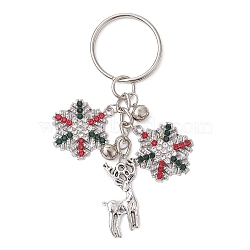 Alloy with Cubic Zirconia  Keychain, Deer, Platinum, 7.5cm(KEYC-JKC00864)