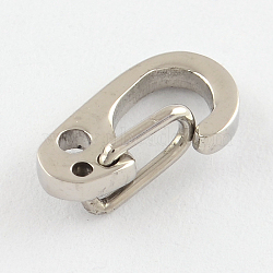 Polished 316 Surgical Stainless Steel Keychain Clasp Findings, Snap Clasps, Stainless Steel Color, 11x6.5x1.5mm, Hole: 1.5mm(X-STAS-R072-63)
