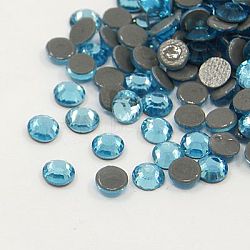 Glass Hotfix Rhinestone, Grade AA, Flat Back & Faceted, Half Round, Aquamarine, SS30, 6.3~6.5mm, about 288pcs/bag(RGLA-A019-SS30-202)