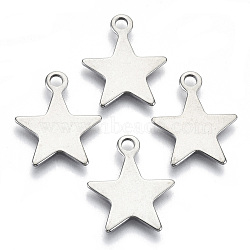 Non-Tarnish 201 Stainless Steel Pendants, Laser Cut, Stamping Blank Tag, Star, Stainless Steel Color, 17x14x0.7mm, Hole: 1.8mm(STAS-R116-050B)