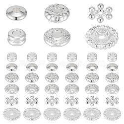 300Pcs 6 Styles DIY Beads Kits, including Alloy & Brass Spacer Beads, Silver, 4~12x1.8~3mm, Hole: 1~2.5mm, 50pcs/style(DIY-ME0001-11)