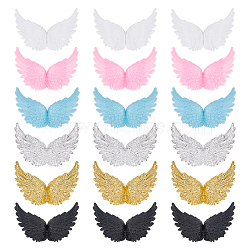 24Pcs 6 Colors Plastic Angel Wings Ornament, Craft Wings, for DIY Christmas Gift, Cake Decoration, Mixed Color, 100x70mm, 4pcs/color(DIY-AR0002-99A)