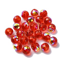 AB Color Plated Glass Beads, Faceted Round, Red, 8x7mm, Hole: 1.5mm(EGLA-P059-02A-AB06)