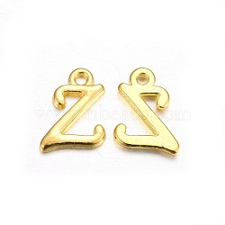 Golden Plated Alloy Letter Pendants, Rack Plating, Cadmium Free & Lead Free, Letter.Z, 13x10x2mm, Hole: 1.5mm(PALLOY-J718-01G-Z)