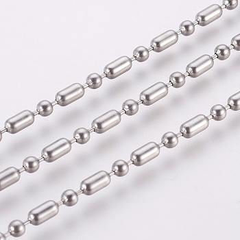 304 Stainless Steel Ball Chains, with Spool, Oval & Round, Stainless Steel Color, 6x3mm, 3mm, about 32.8 Feet(10m)/roll