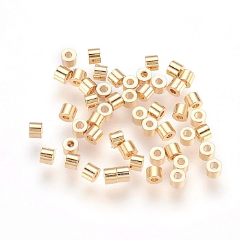 Brass Spacer Beads, Metal Findings Accessories for DIY Crafting, Nickel Free, Real 18K Gold Plated, Column, 2.5x2mm, Hole: 1mm