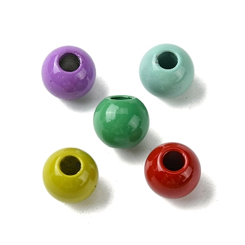 Spray Painted 202 Stainless Steel Beads, Round, Mixed Color, 8x7mm, Hole: 2.5mm