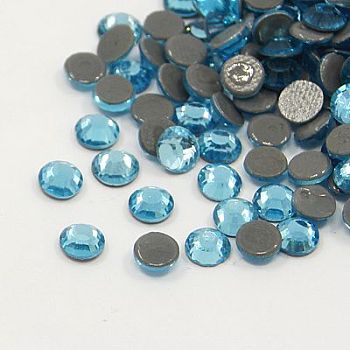 Glass Hotfix Rhinestone, Grade AA, Flat Back & Faceted, Half Round, Aquamarine, SS30, 6.3~6.5mm, about 288pcs/bag