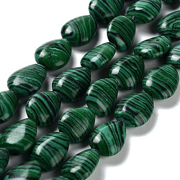 Synthetic Malachite Beads Strands, Teardrop, 17.5~18x13x6mm, Hole: 1.2mm, about 22pcs/strand, 15.24 inch(38.7cm)