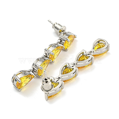 Rack Plating Platinum Tone Brass Cubic Zirconia Studs Earrings for Women(EJEW-H310-01P-04)-2