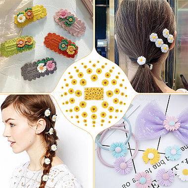 100Pcs 4 Styles Flatback Hair & Costume Accessories Ornaments Resin Flower Daisy Cabochons(CRES-NB0001-37A)-5
