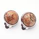 Natural Picture Jasper Brass Clip-on Earrings(EJEW-A051-B004)-1