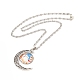 Glass Religion Fairy with Crescent Moon Pendant Necklace(NJEW-P270-01D)-2