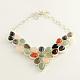 Gemstone Bib Statement Necklaces with Alloy Cabochon Settings and Silver Color Plated Brass Chains (NJEW-R224-07B-B)-1