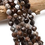 Natural Petrified Wood Beads Strands, Star Cut Round Beads, Faceted, 7~8x7~8x7~8mm, Hole: 1mm, about 46~47pcs/strand, 14.72''~15''(37.4~38.1cm)(G-Z119-A21-02)