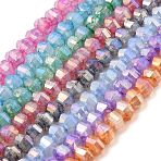 Imitation Jade Glass Beads Strands, Faceted, AB Color Plated, Rondelle, Mixed Color, 5x4.5mm, Hole: 1.2mm, about 70pcs/strand, 12.80''(32.5cm)(GLAA-P058-03A)