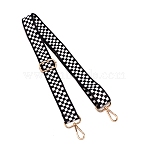 Tartan Pattern Adjustable Polyester Bag Strap, with Zinc Alloy Clasps, for Bag Replacement Accessories, Black, 80~140x3.8cm(FIND-WH0092-36)