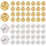60Pcs 2 Colors Brass Hollow Beads, Long-Lasting Plated, Round, Mixed Color, 1/8 inch(4mm), 30pcs/color(KK-YW0003-67)