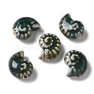 Handmade Porcelain Beads, Snail, Teal, 20~21x16~17x9~10.5mm, Hole: 3mm(PORC-L080-F10)